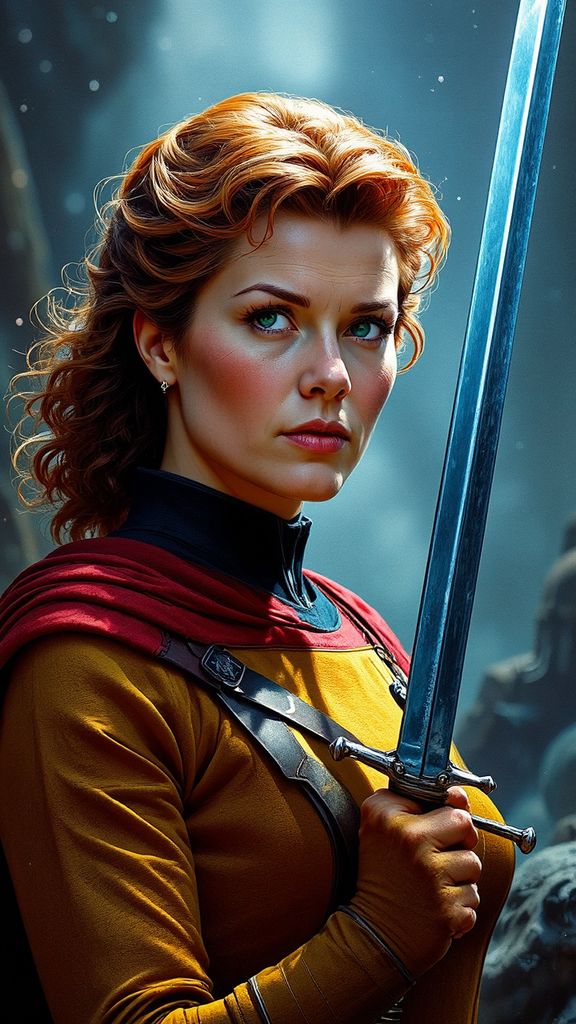 Captain Janeway holds a