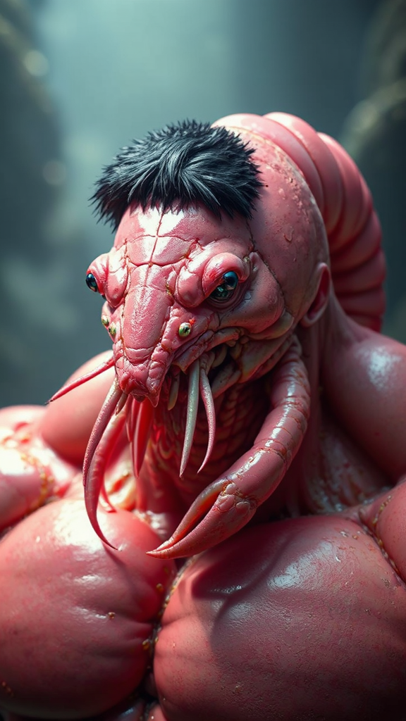 Huge pink shrimp creature
