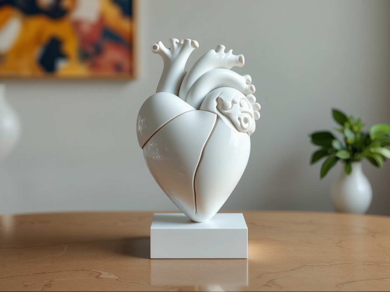 Heart-shaped modern sculpture on
