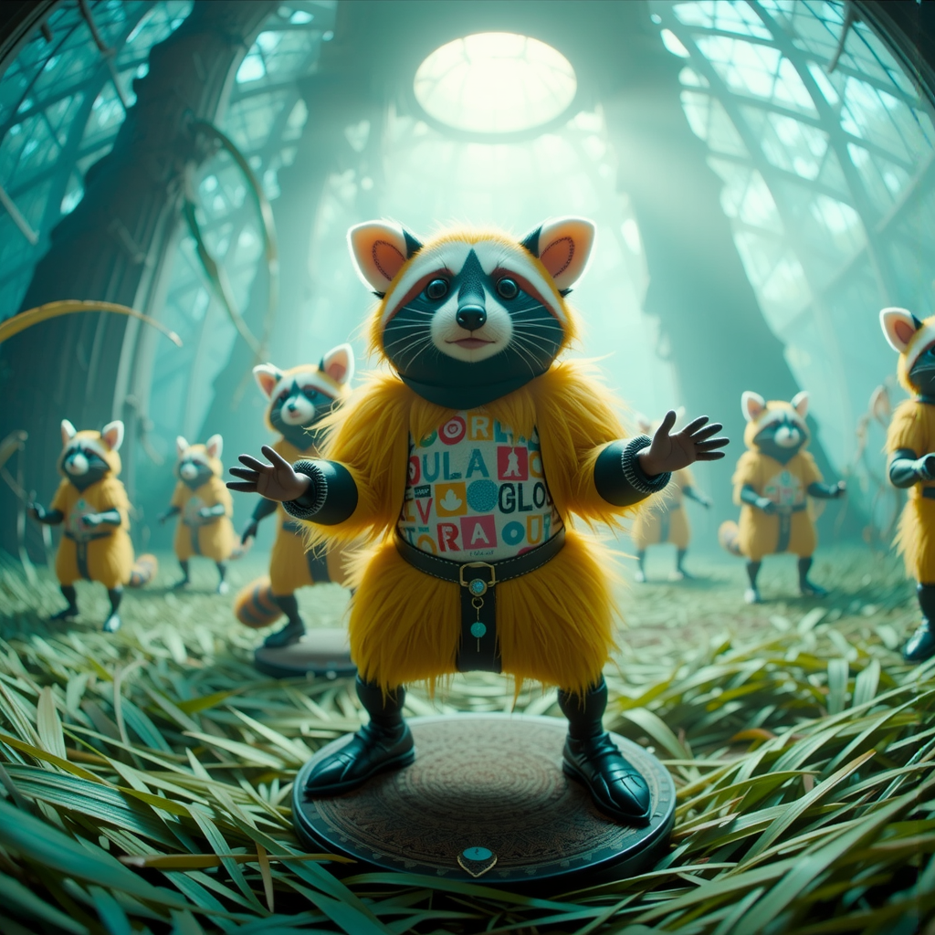 Raccoon in raver outfit