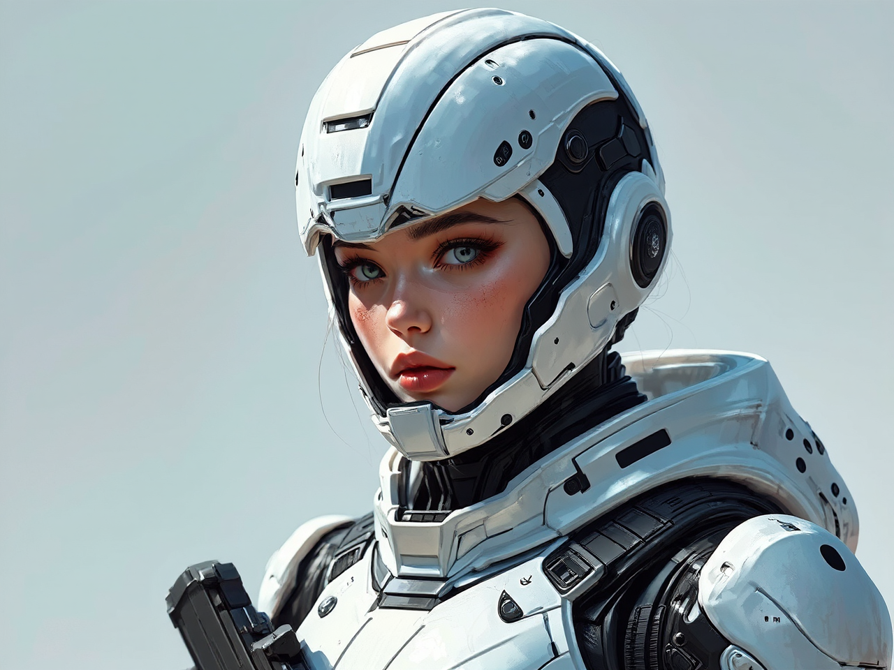 Portrait of female soldier.
