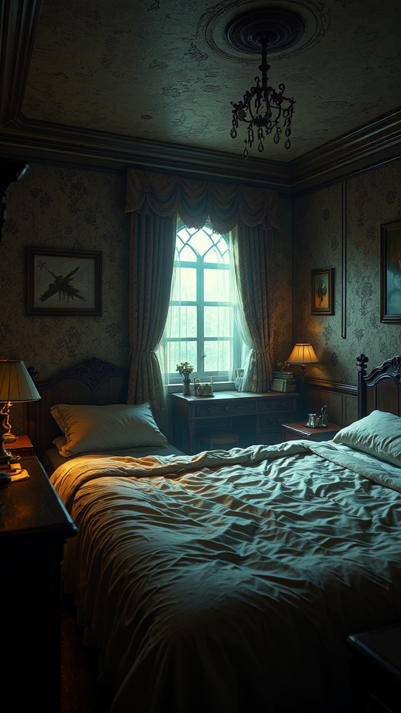 Old-fashioned hotel bedroom from