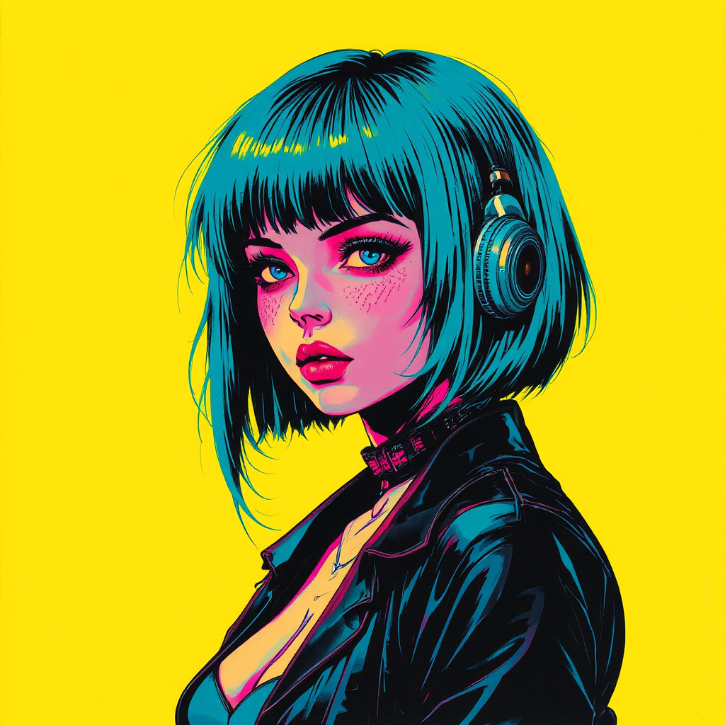 Cyberpunk-inspired pop art portrait
