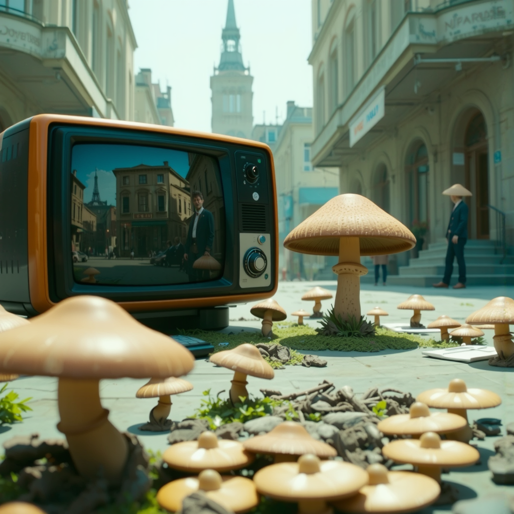 A TV decays amidst