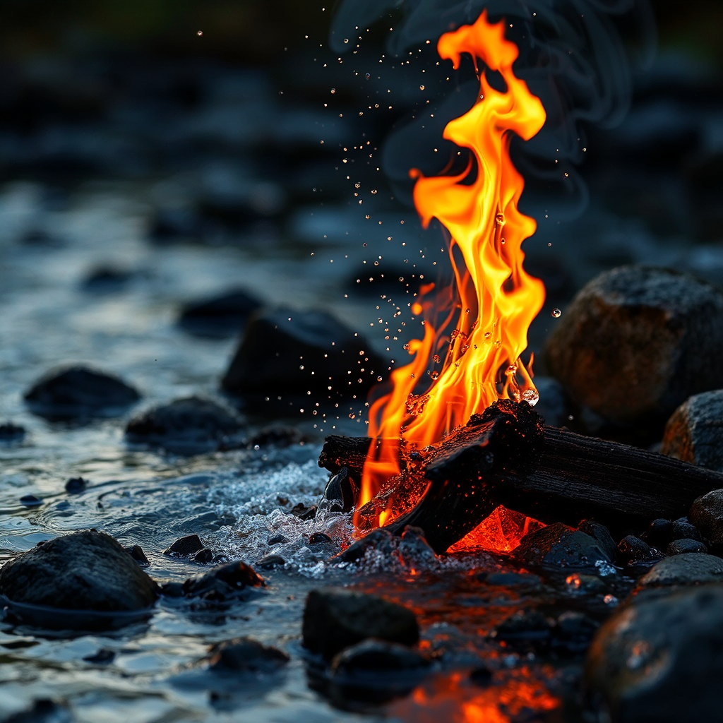 Water and flames blend