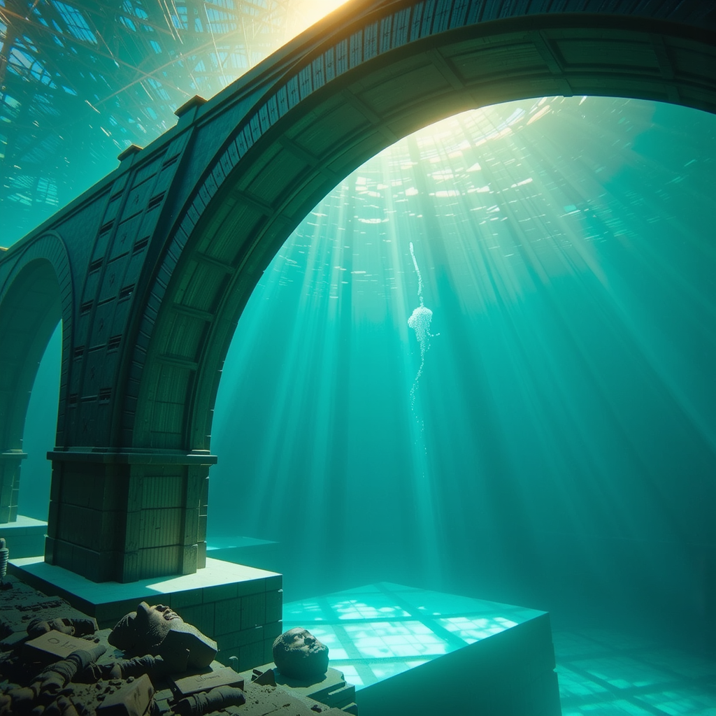 Roman bridge underwater in