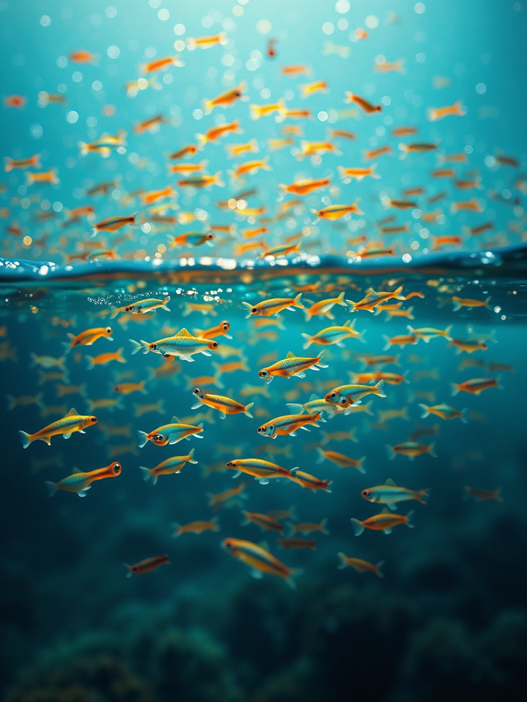 Guppies swimming together in