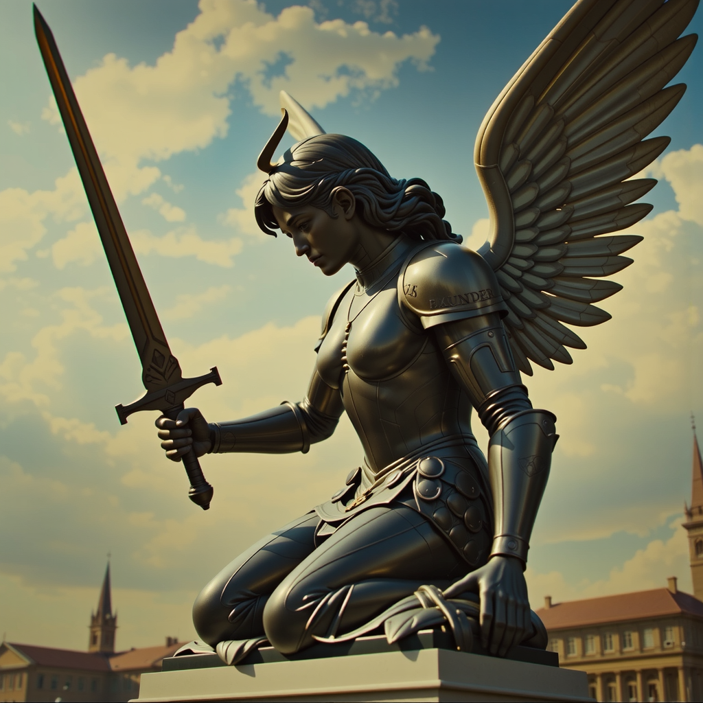 Angel in medieval armor