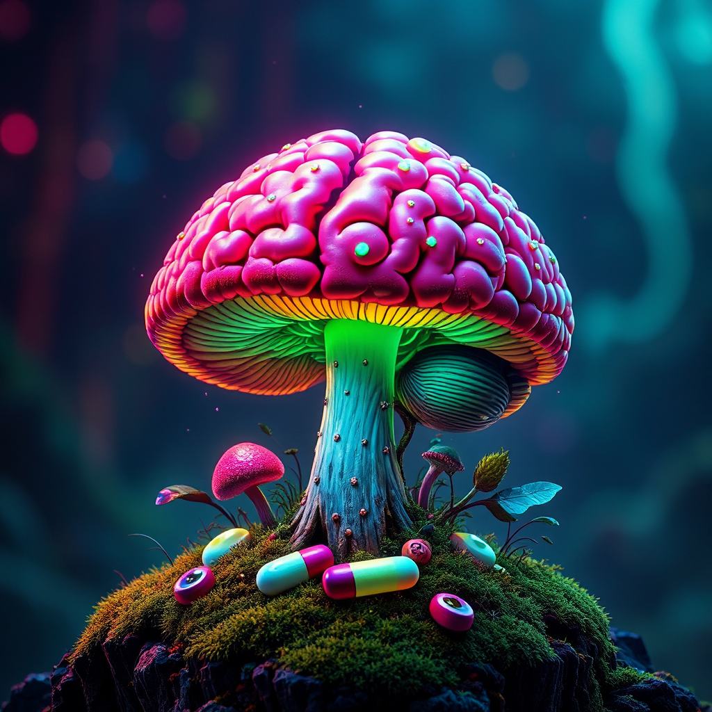 Brain-inspired logo with retro