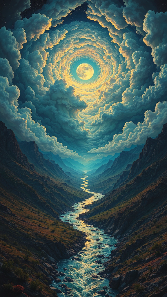 River flowing under dramatic