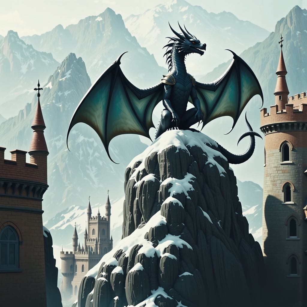 European dragon perched on