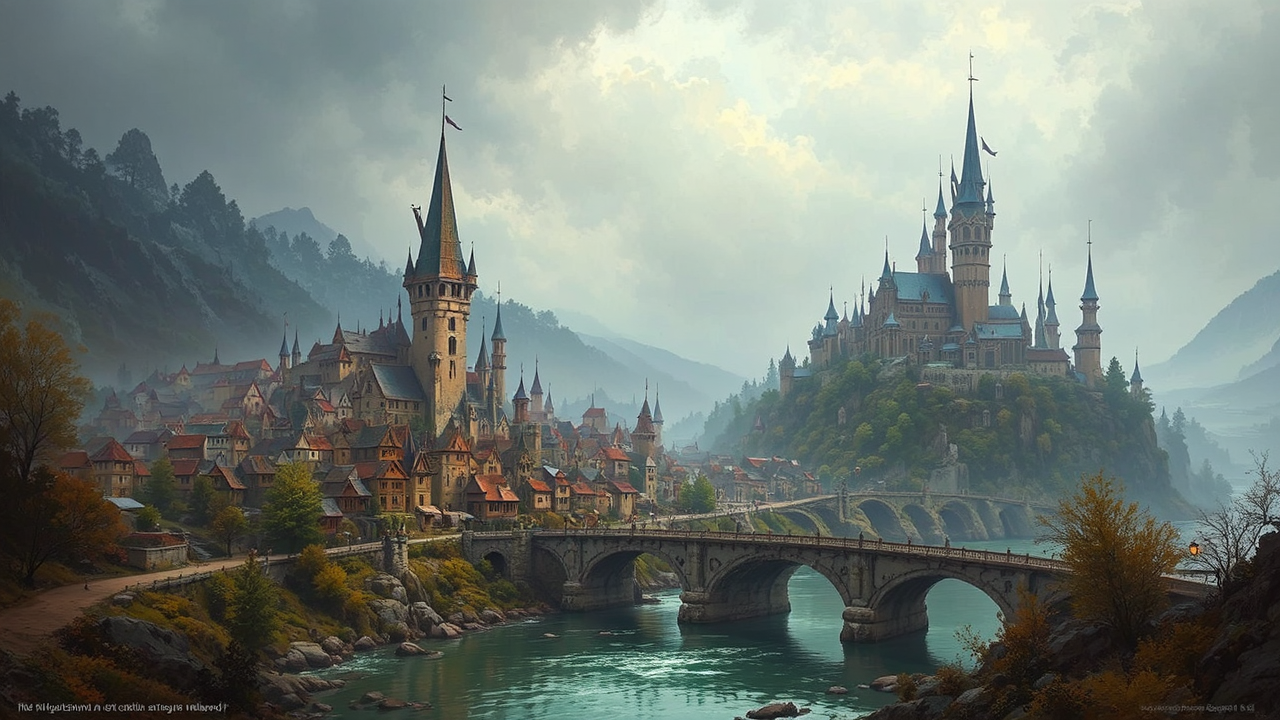 Medieval town on a