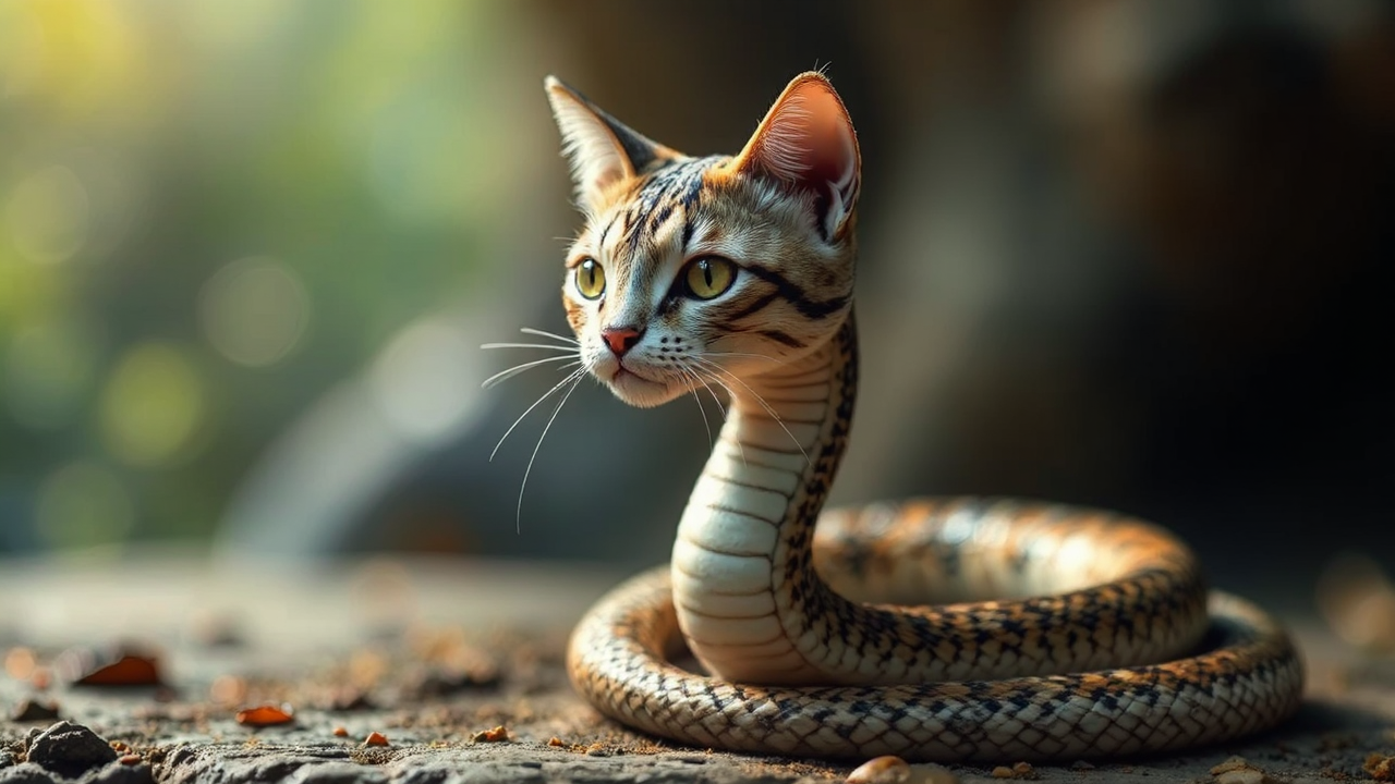 Snake with feline-like head