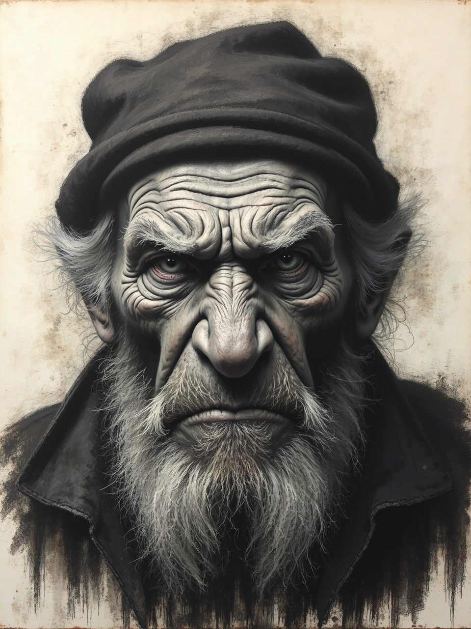 Closeup painted portrait of