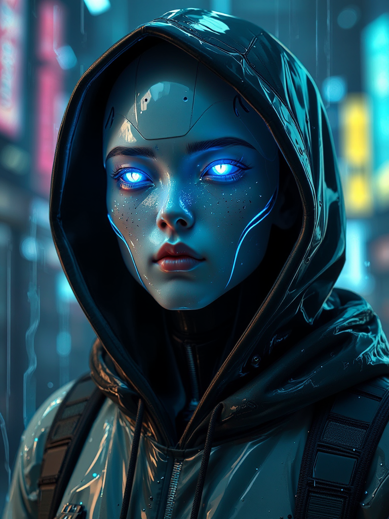 Worker in futuristic cybernetic
