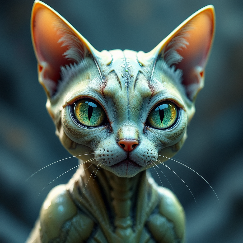 Photorealist cat-like alien in