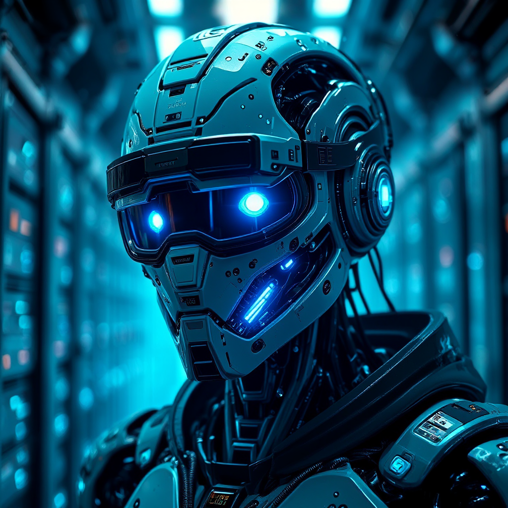 Futuristic robot in infinite