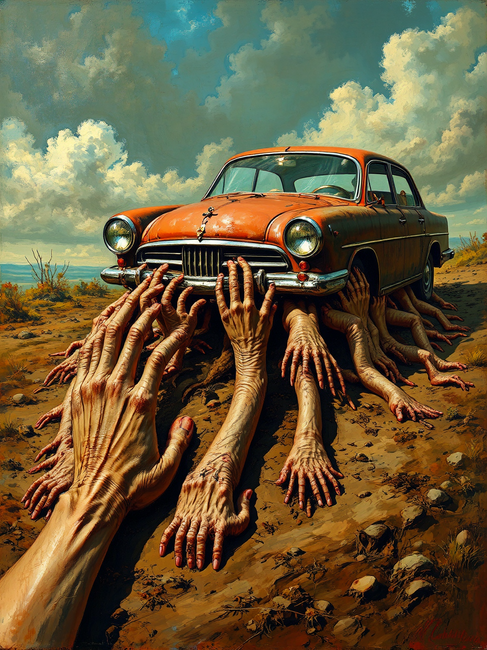 A car deformed into