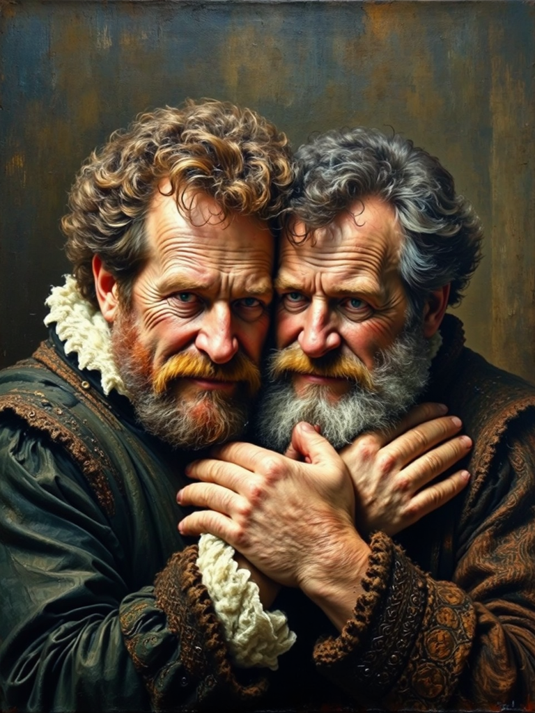 Medieval-style portrait of two