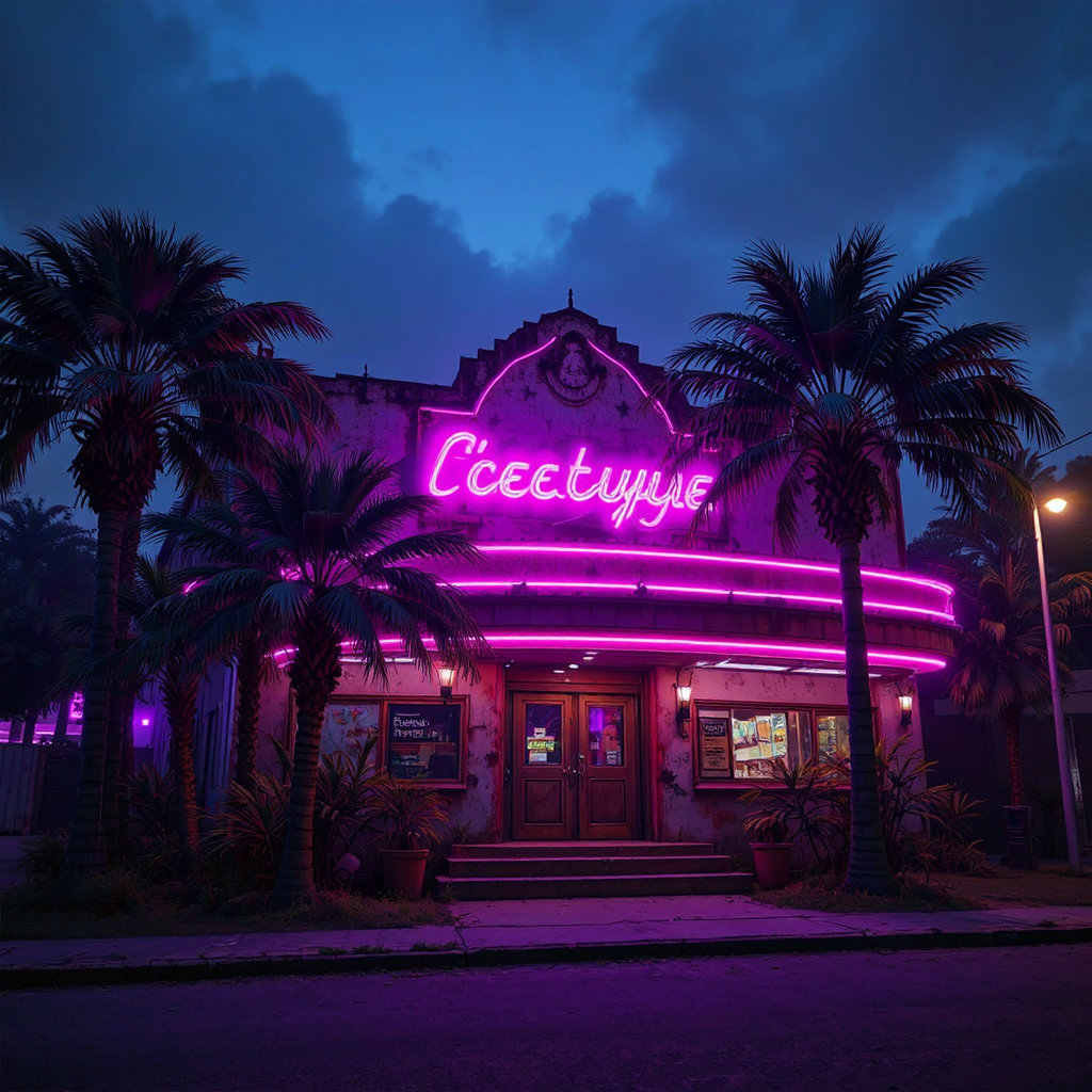 Decrepit disco with purple