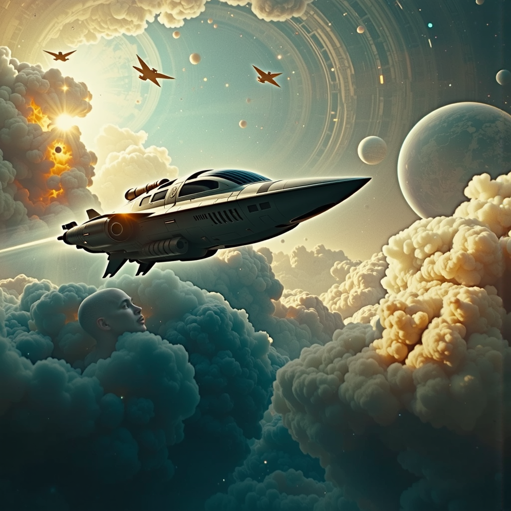 A spaceship crosses a