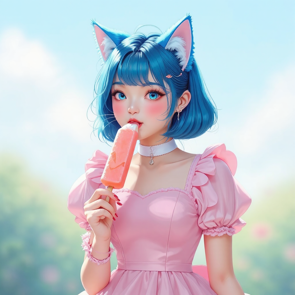 Ghibli-style feline K-pop idol