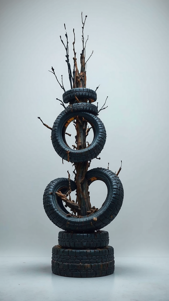 Mixed media abstract sculpture.