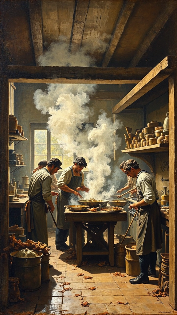 Industrious kitchen scene with