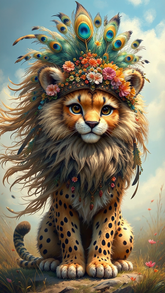 Cute lion cheetah hybrid