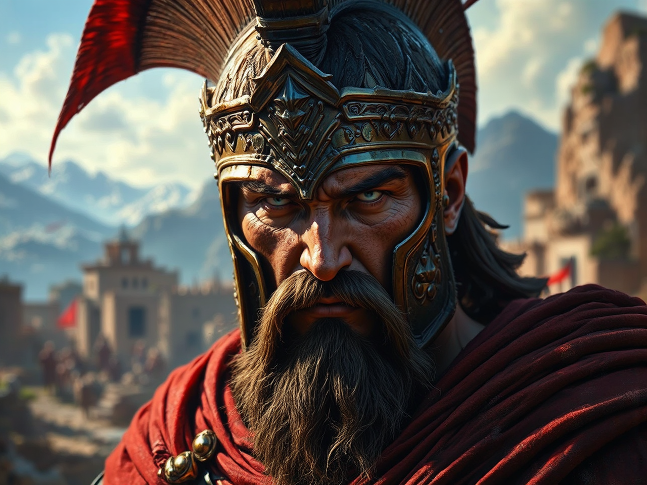 Roman legionary in close-up.