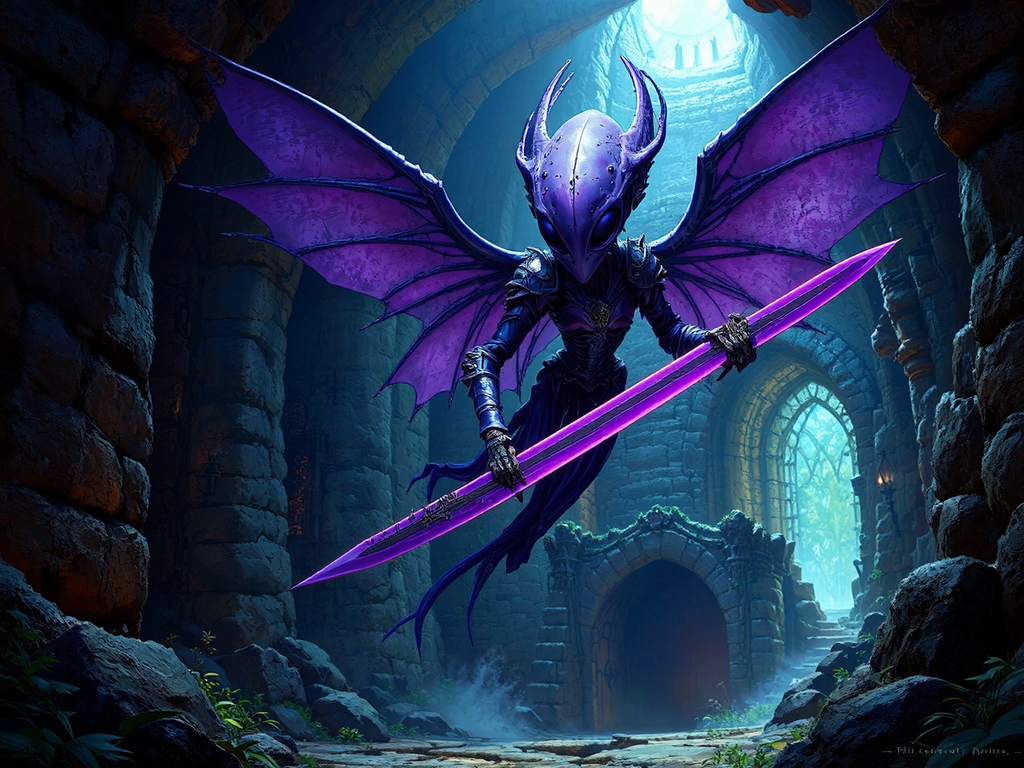 Flying creature with purple