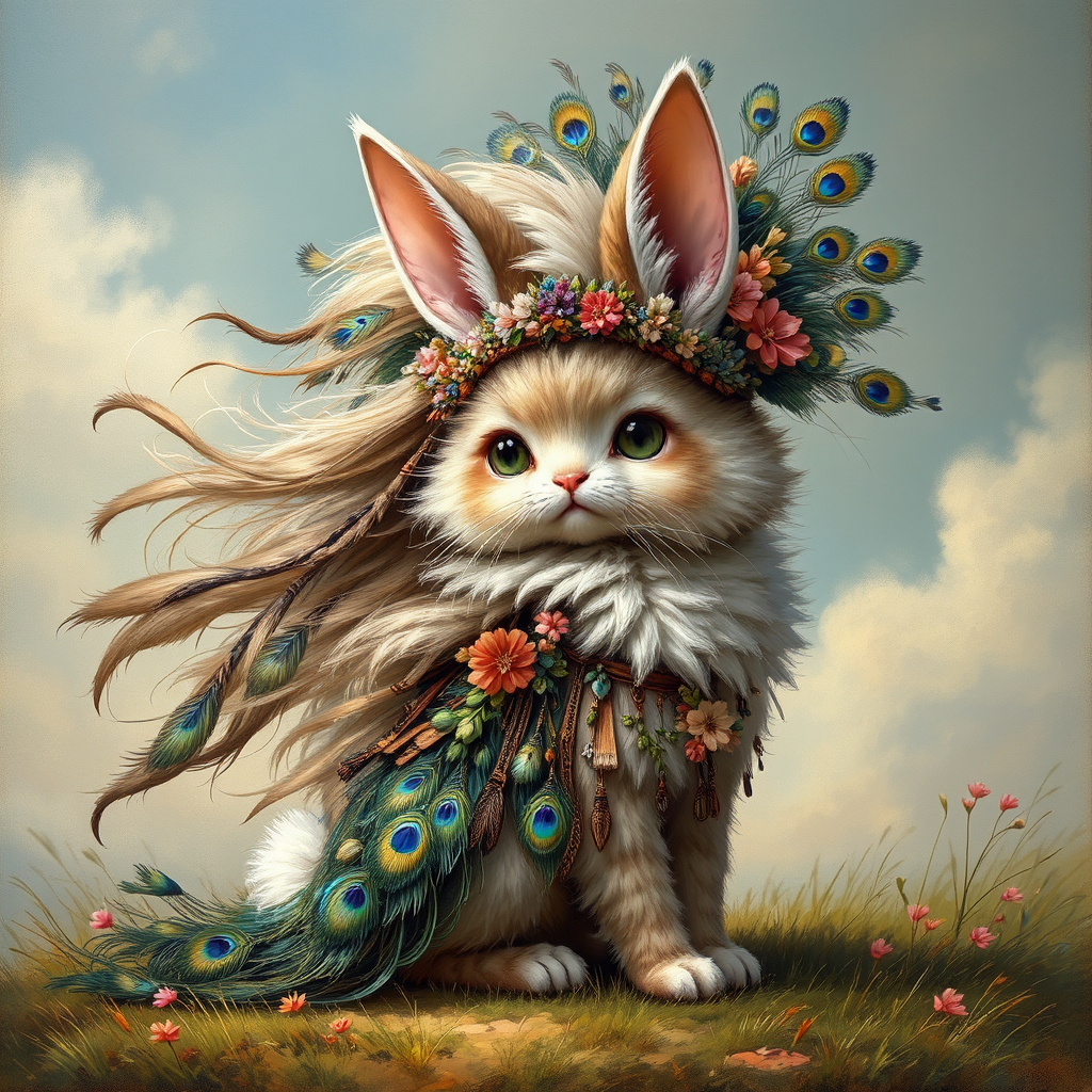 Cute bunny cat hybrid