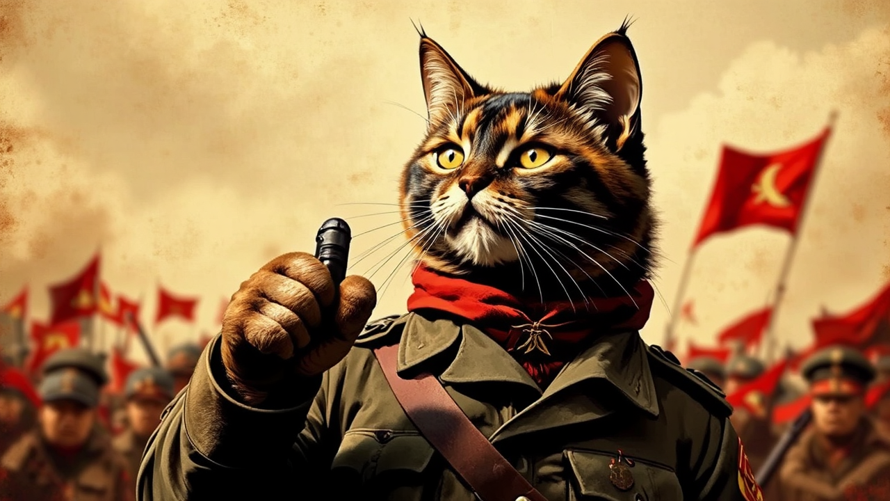 Cat in a military