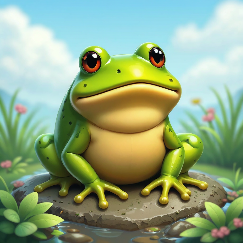 Green amphibian face emoji.