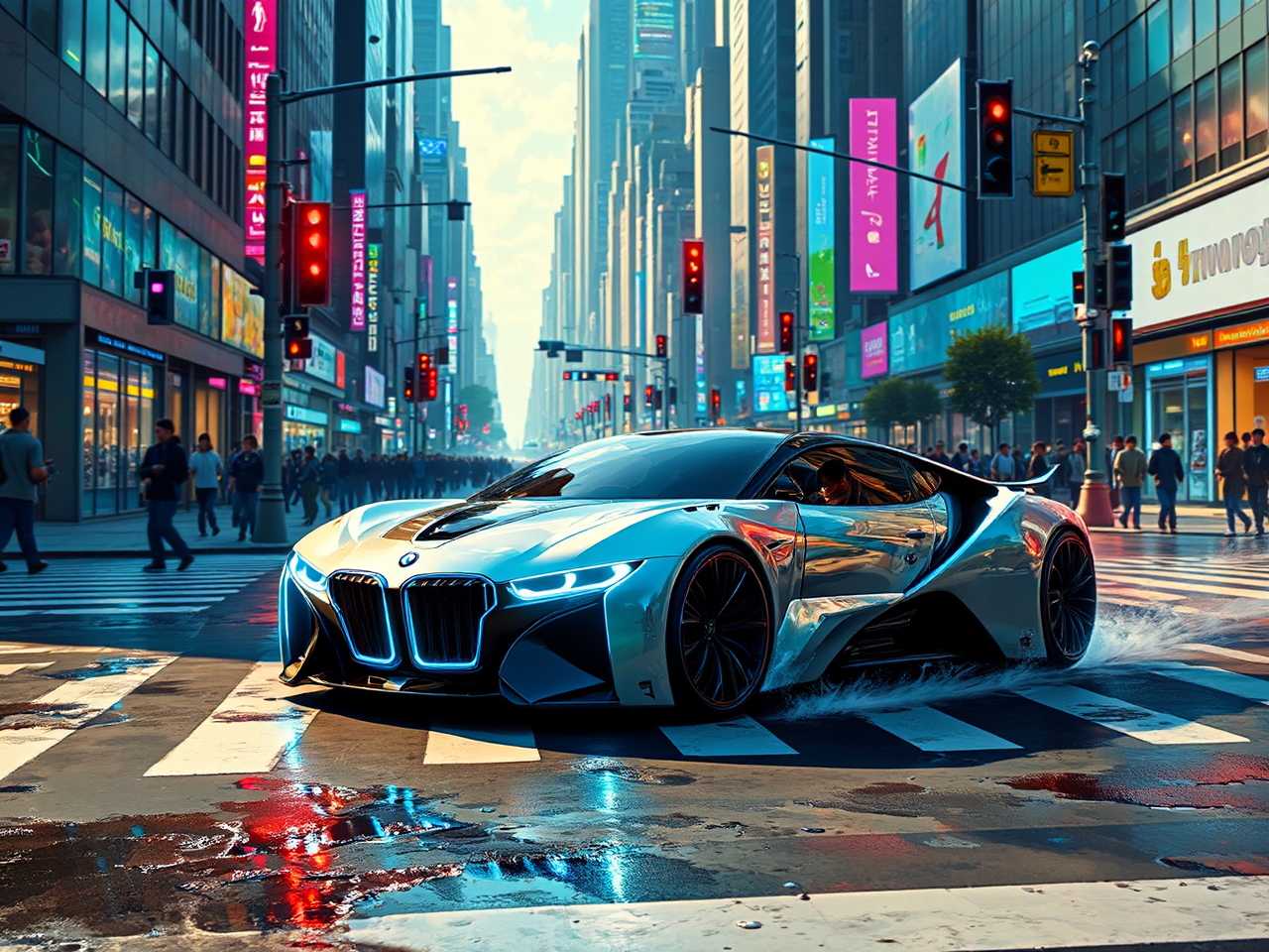 Hypercars ride in cyberpunk