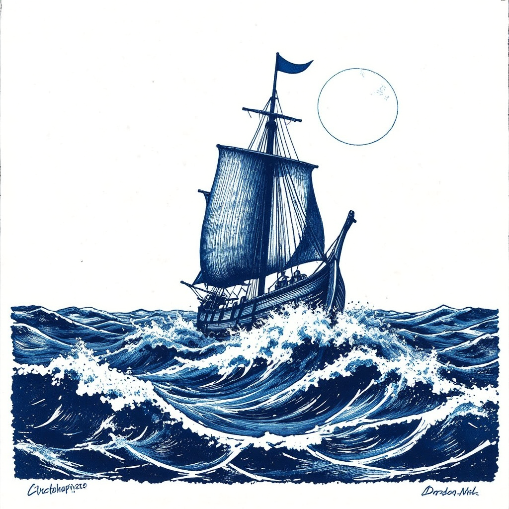 A stormy sailboat in