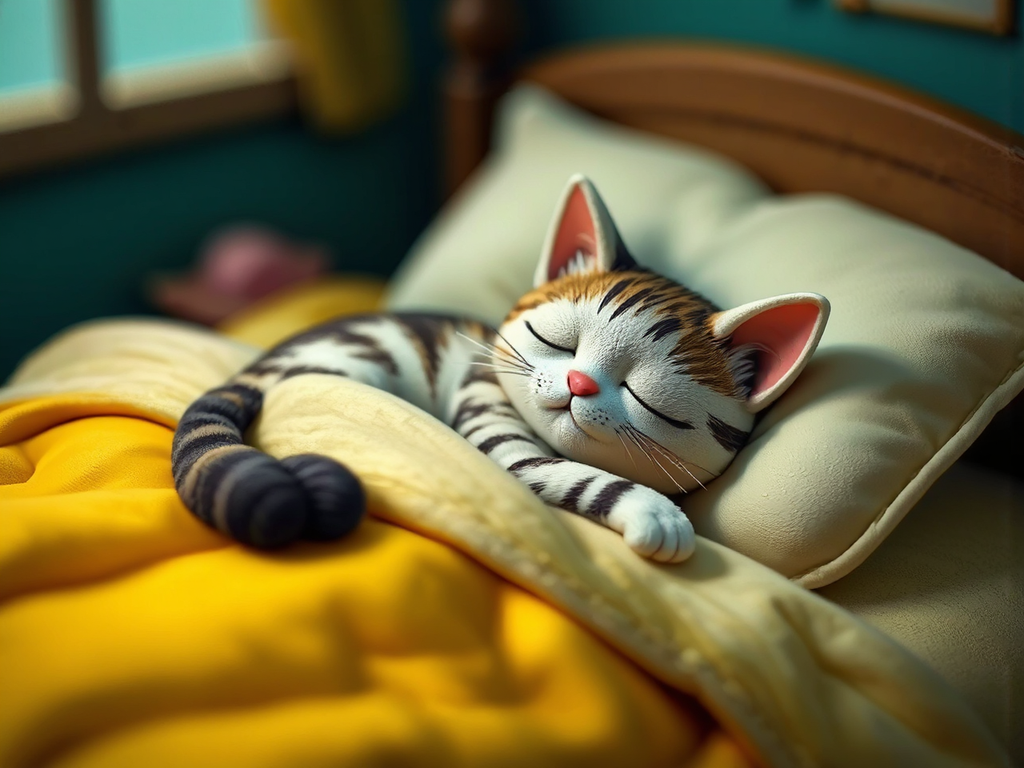 Cat sleeps in a