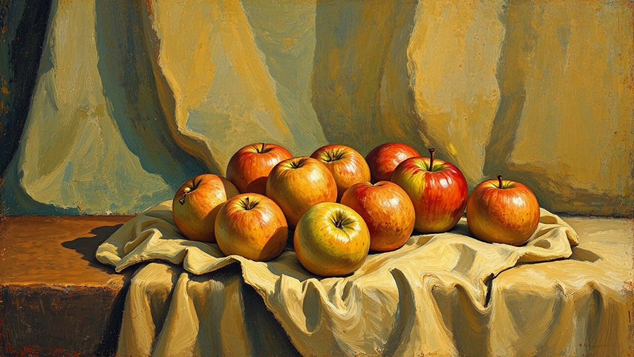 Apples on a tablecloth