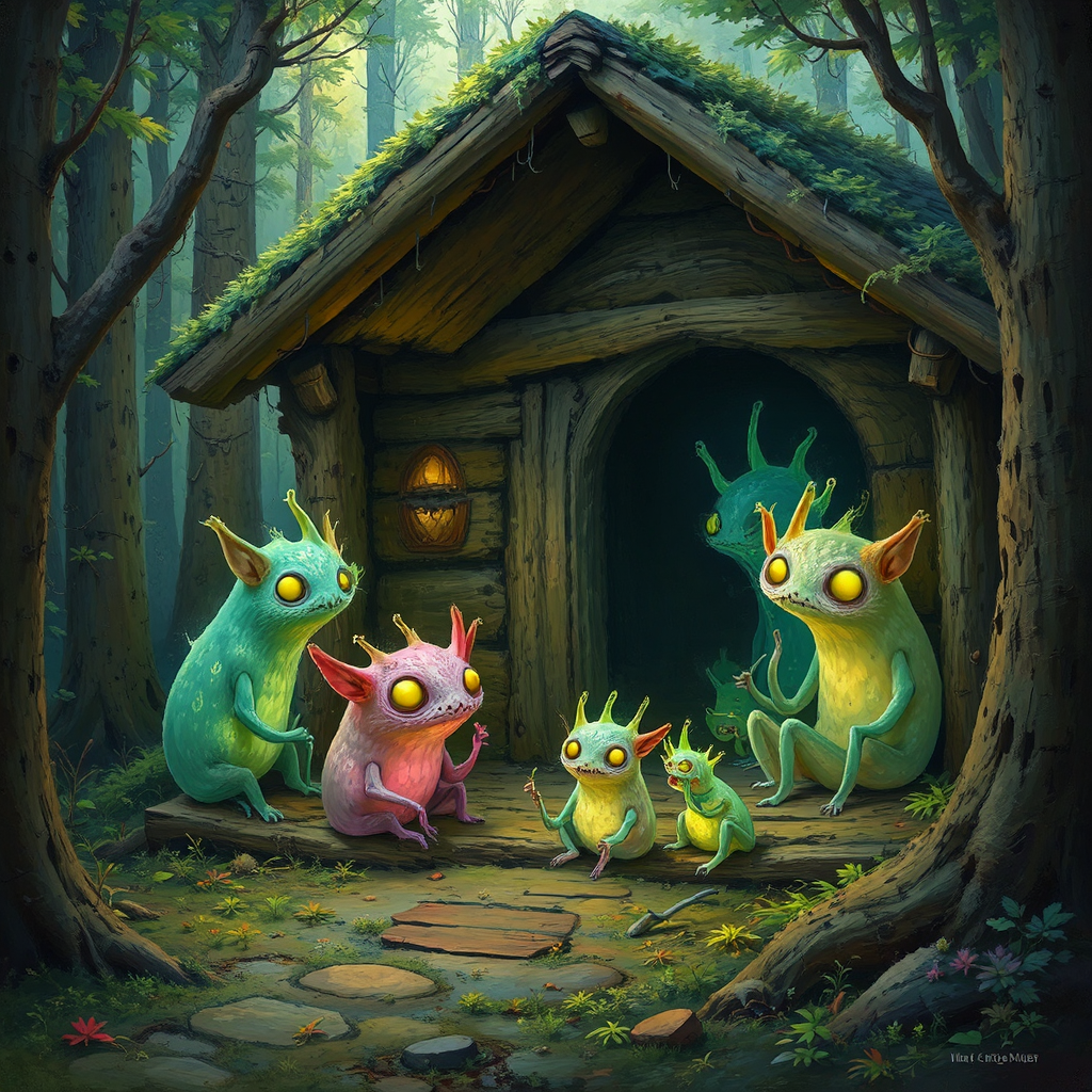 Glowing creatures in a