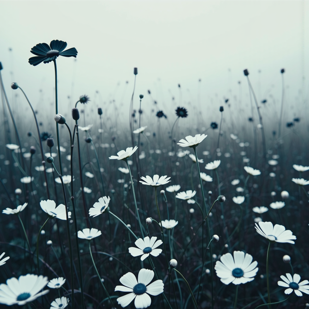Snowy meadow with mixed