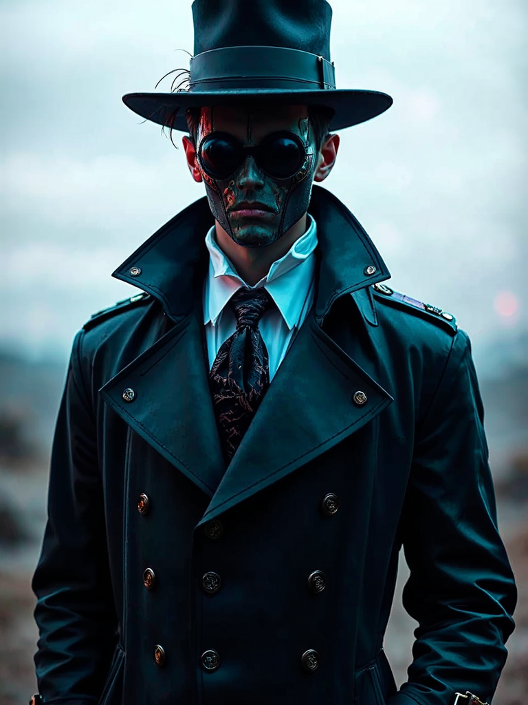 Mysterious figure in cybernetic