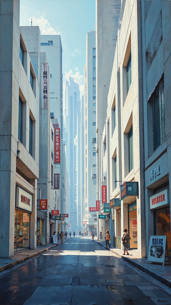A futuristic street scene