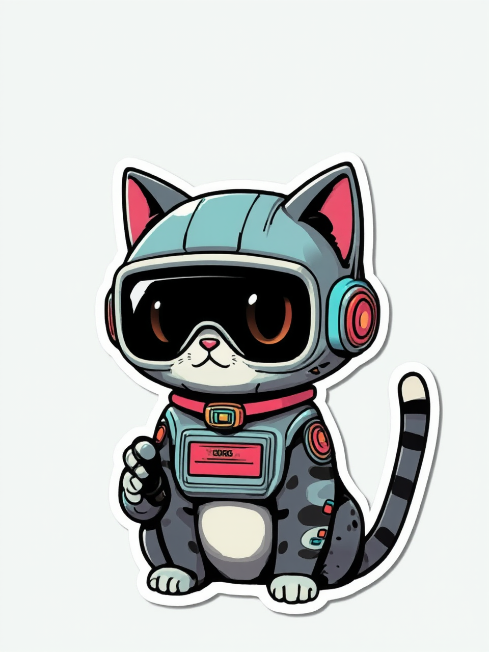A cybernetic cartoon cat.