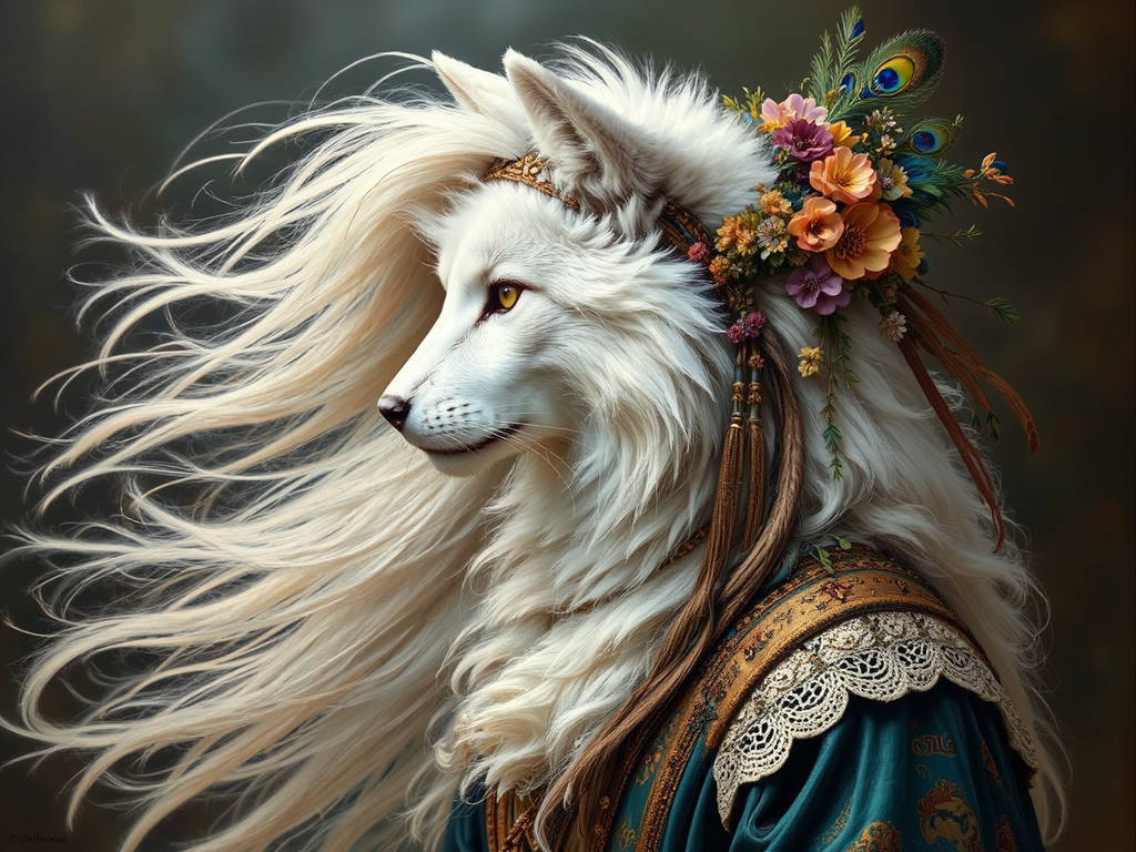 Wolf cat hybrid portrait