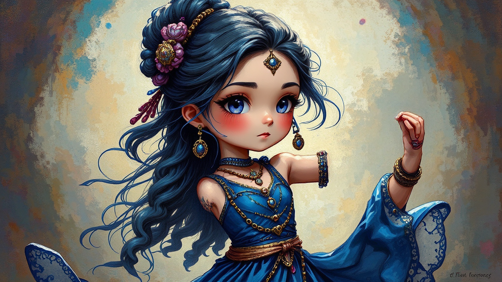 Girl in indigo fantasy