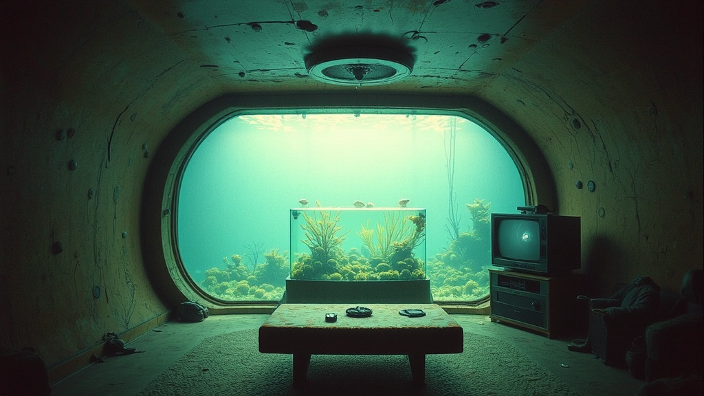 Submarine interior with aquarium.