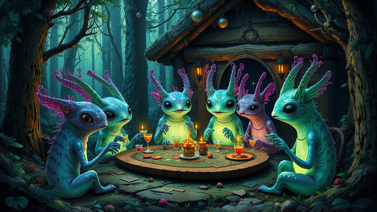 Cute, glowing creatures at