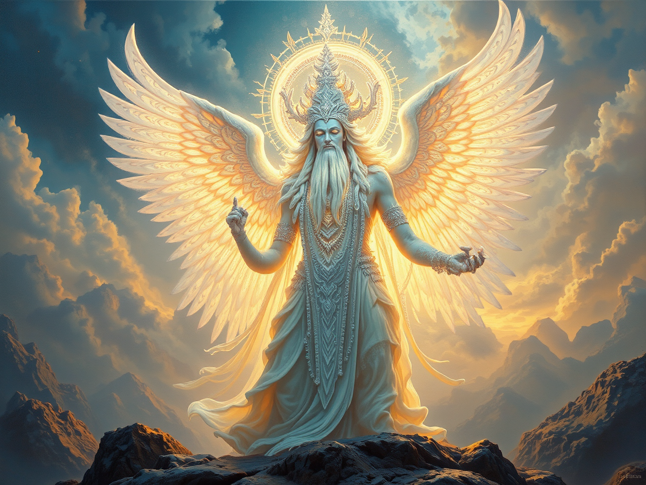 Ethereal glowing white angel