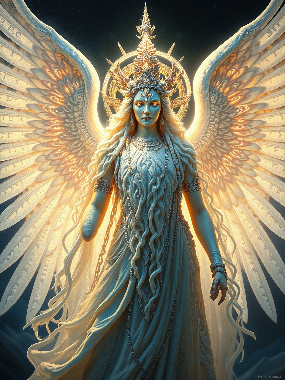 Ethereal glowing white hindu