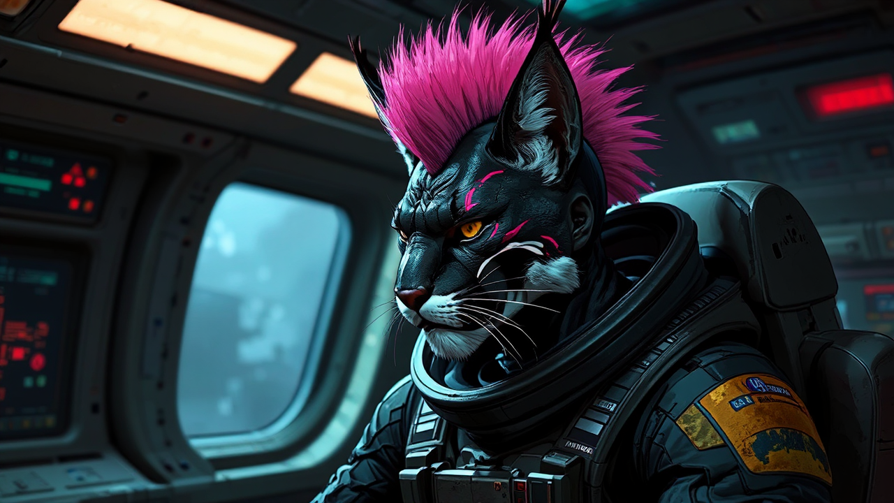Anthropomorphic lynx in space